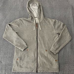 Taylor Stitch Gray White Striped Hoodie Sweatshirt Full Zip Organic Cotton Sz 46